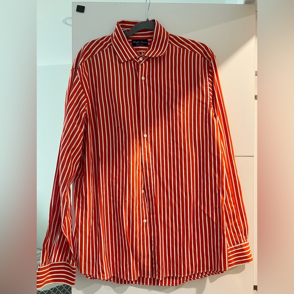 Ralph Lauren Red and White Striped Men's Shirt